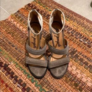 Free people faux snake skin strapped heels size 37